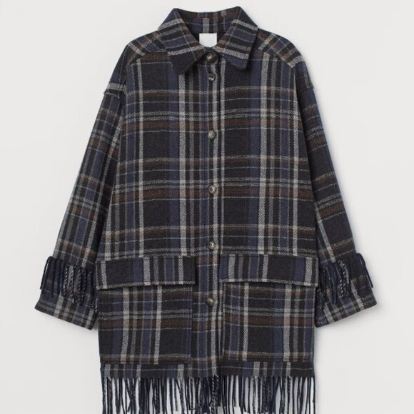 Wool Blend Fringed Shirt Jacket - Picture 1 of 13